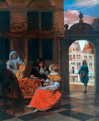 院子里的音乐聚会》，1677年 作者 Hendrick de Keyser