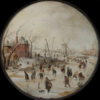 速滑冰河与滑板手-亨德里克·阿弗坎普（Peinture de Hendrick Avercamp） 作者 亨德里克·阿弗坎普