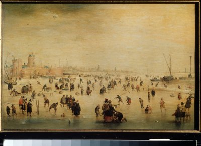 "冰上溜冰者"（冬景）（荷兰） 亨德里克-阿弗坎普（1585-1634 年）的画作，约 1615 年 莫斯科，普希金美术博物馆 作者 亨德里克·阿弗坎普