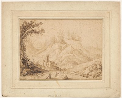 山景与客栈附近道路上的人物 作者 Paul Bril（拒绝归因）