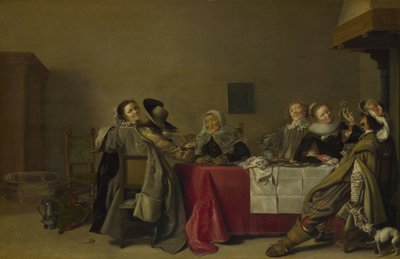 餐桌上的一家快乐公司，1630年 作者 Hendrik Gerritsz. Pot