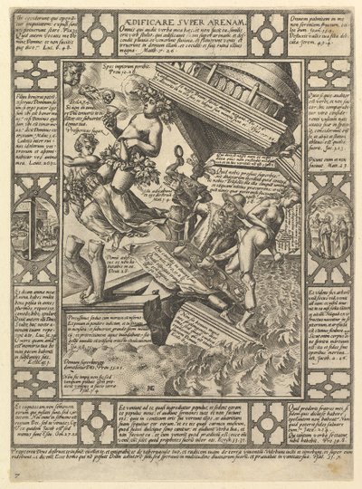 基督教信仰寓言中的Aedificare Super Arenam，来自Christian and P ...，1575-1617。 作者 亨德里克·古尔齐乌斯（Hendrik Goltzius）