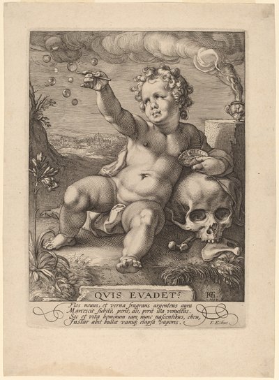 暂时性的寓言（"Homo Bulla"）。 作者 亨德里克·古尔齐乌斯（Hendrik Goltzius）