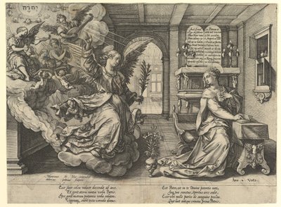 天使报喜，1594年。 作者 亨德里克·古尔齐乌斯（Hendrik Goltzius）