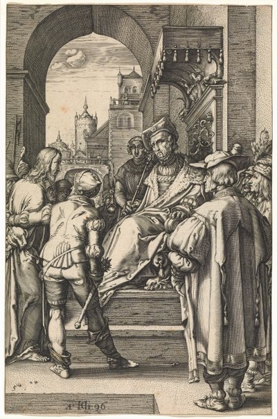 彼拉多之前的基督，1596年之后（雕刻） 作者 亨德里克·古尔齐乌斯（Hendrik Goltzius）