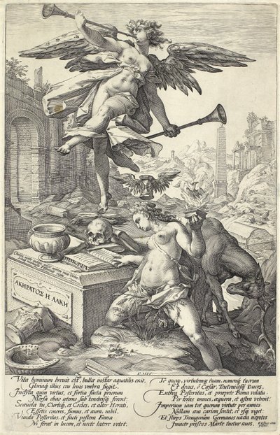 成名与历史，来自罗马英雄，1586年 作者 亨德里克·古尔齐乌斯（Hendrik Goltzius）