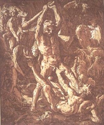 赫拉克勒斯杀死卡库斯（蚀刻版画） 作者 亨德里克·古尔齐乌斯（Hendrik Goltzius）