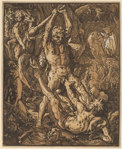 海格力斯杀了卡库斯 作者 Hendrik Goltzius