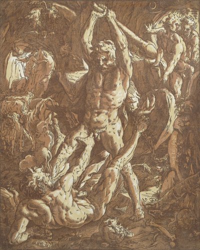 大力神杀死Cacus， 作者 亨德里克·古尔齐乌斯（Hendrik Goltzius）