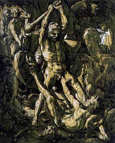 大力士杀死卡克斯 作者 亨德里克·古尔齐乌斯（Hendrik Goltzius）