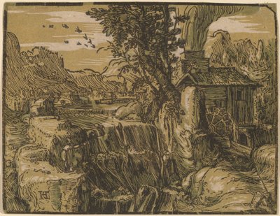 瀑布景观 作者 亨德里克·古尔齐乌斯（Hendrik Goltzius）