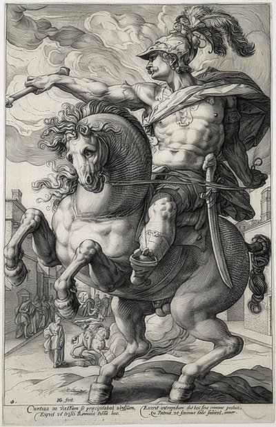 马库斯·库尔蒂乌斯（Marcus Curtius）。 1586 作者 亨德里克·古尔齐乌斯（Hendrik Goltzius）