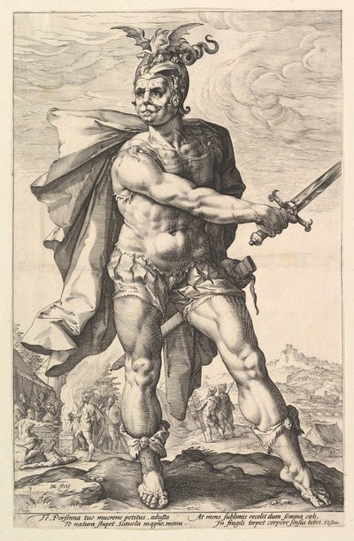 斯凯沃拉，从该系列的罗马英雄，1586。 作者 亨德里克·古尔齐乌斯（Hendrik Goltzius）