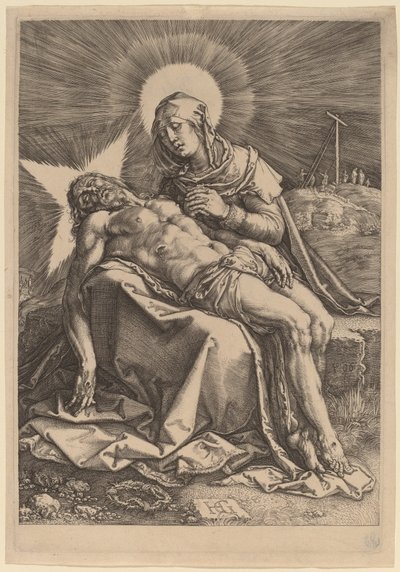 哀伤的圣母和她膝上死去的基督》（Pietà）。 作者 亨德里克·古尔齐乌斯（Hendrik Goltzius）