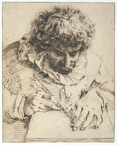 Gillis van Breen的肖像，1568-1617（钢笔和画笔） 作者 亨德里克·古尔齐乌斯（Hendrik Goltzius）