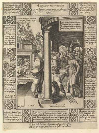 罪，从基督教的信条，1598年寓言。 作者 亨德里克·古尔齐乌斯（Hendrik Goltzius）