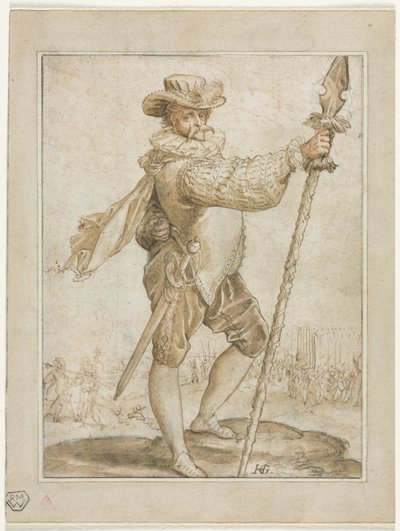 1586年，手持野猪矛的常务军官。 作者 亨德里克·古尔齐乌斯（Hendrik Goltzius）