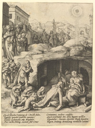 贤士的崇拜，ca。 1585。 作者 亨德里克·古尔齐乌斯（Hendrik Goltzius）