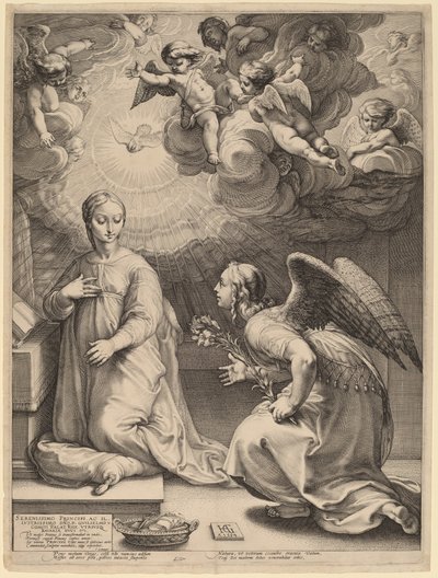 天使报喜 作者 亨德里克·古尔齐乌斯（Hendrik Goltzius）
