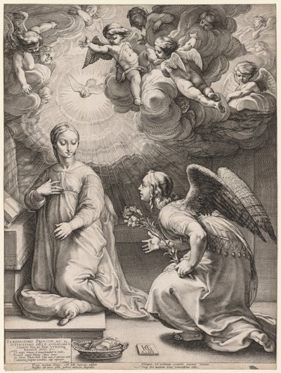 天使报喜节，1594年。 作者 亨德里克·古尔齐乌斯（Hendrik Goltzius）