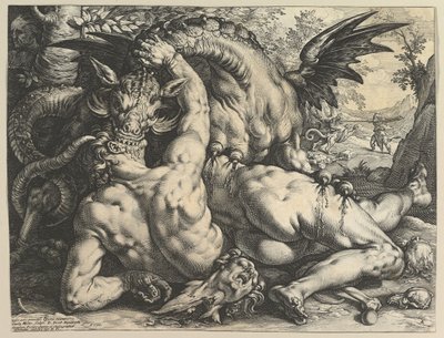 龙吞噬卡德摩斯的同伴》，1588年。 作者 亨德里克·古尔齐乌斯（Hendrik Goltzius）