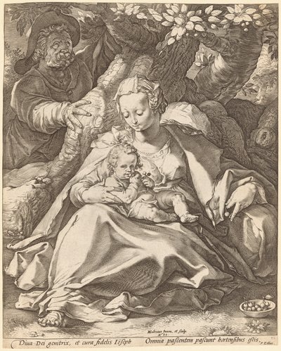 樱桃树下的圣家族 作者 亨德里克·古尔齐乌斯（Hendrik Goltzius）