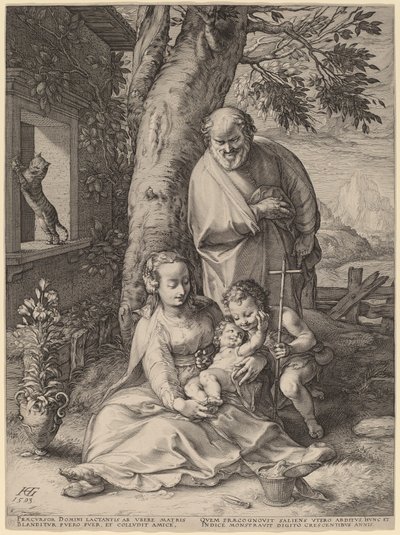 圣家族与婴儿施洗约翰 作者 亨德里克·古尔齐乌斯（Hendrik Goltzius）