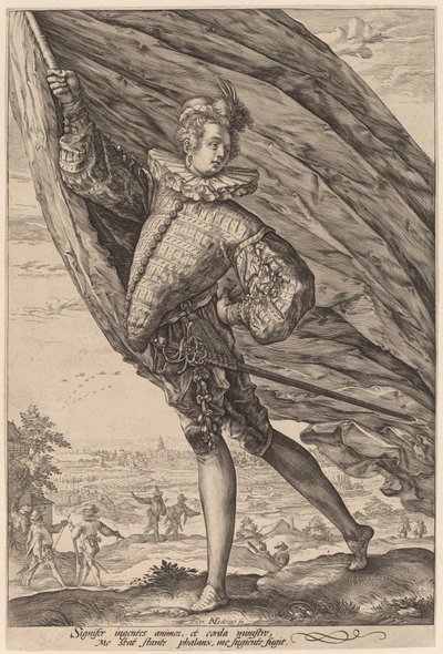 持标者，向左转 作者 亨德里克·古尔齐乌斯（Hendrik Goltzius）