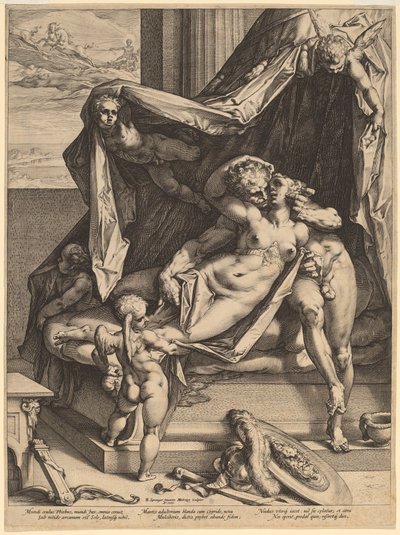 火星和金星 作者 Hendrik Goltzius，仿照 Bartholomaeus Spranger
