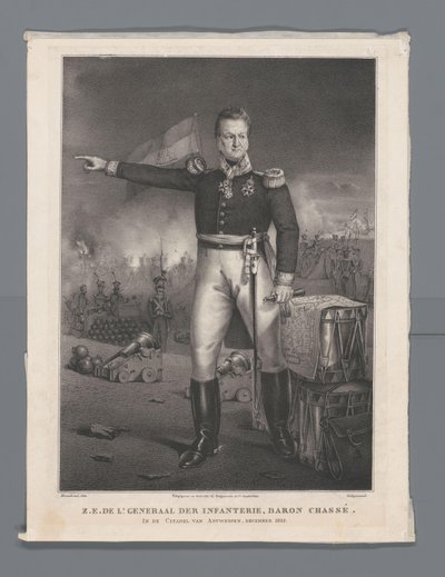 步兵中将沙塞男爵阁下。安特卫普城堡，1832 年 12 月（标题见实物） 作者 Desguerrois and Co.