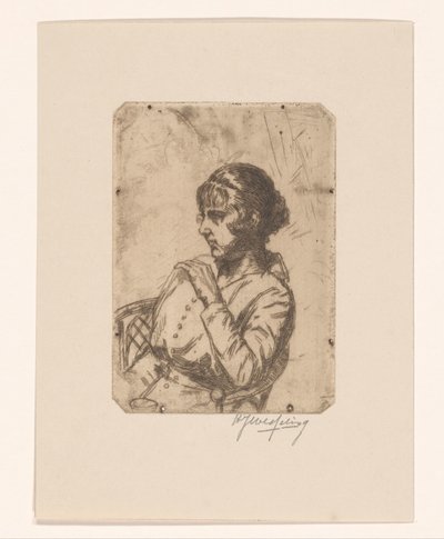 椅子上的女人 作者 Hendrik Jan Wesseling（艺术家签名）