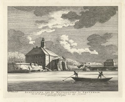 从 Singelgracht 看到的脱垂的 Muiderpoort，1769 年 阿姆斯特丹 Muyderpoort 的图像，就像从外面看到的倒塌的 Synde（物体上的标题） 作者 亨德里克·基恩