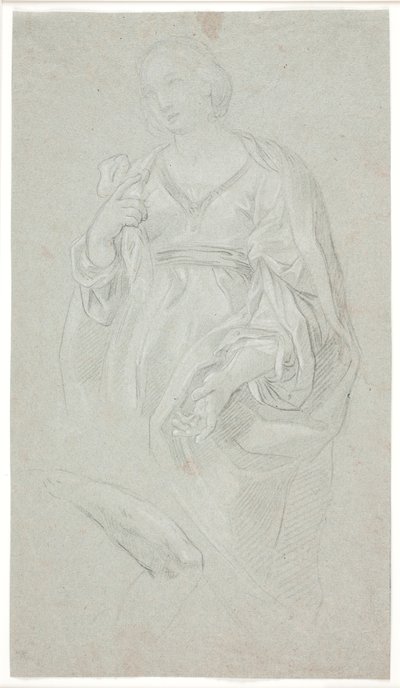 站立的女人膝部作品。手臂研究 作者 亨利克·克罗克