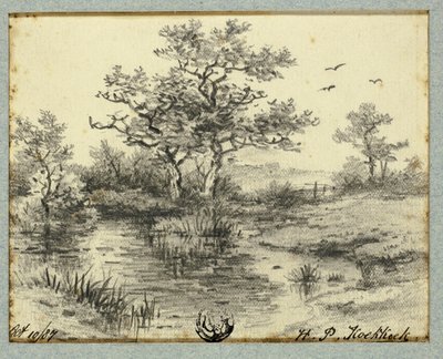 池塘边的树木 作者 亨德里克·彼得·科克科克（Hendrik Pieter Koekkoek）