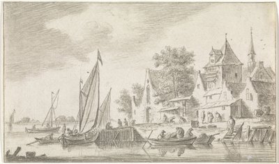 河边村庄的景色 作者 亨德里克·斯皮尔曼