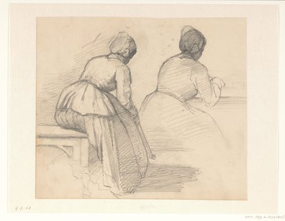 两项研究，从背面看一位坐着的女性 作者 亨德里克·法肯堡