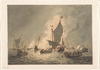 1572 年，海上乞丐在登布里尔摧毁并焚烧西班牙船只 作者 亨里克·维特温克尔