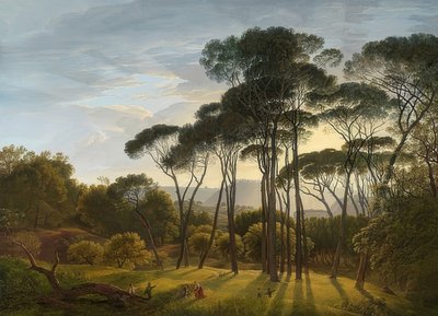 与杉树的意大利风景。 1807 作者 Hendrik Voogd