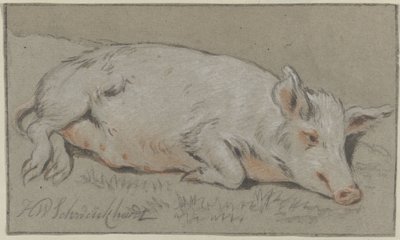 卧猪 作者 Hendrik Willem Schweickhardt（艺术家签名）