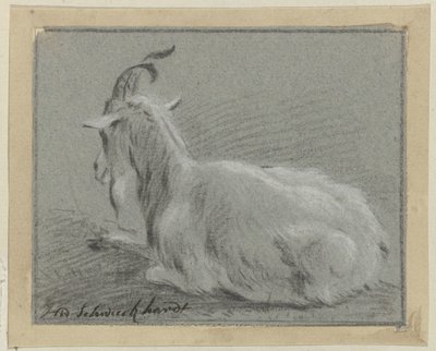 躺着的山羊 作者 Hendrik Willem Schweickhardt（艺术家签名）