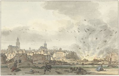 1654 年 10 月 12 日代尔夫特 Kruithuis 爆炸 作者 Hendrik de Winter（艺术家签名）
