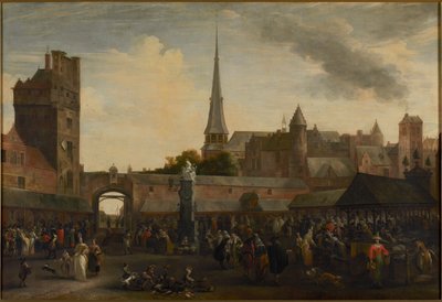 安特卫普的Vismarkt，1695年。 作者 亨德里克·范·明德豪特
