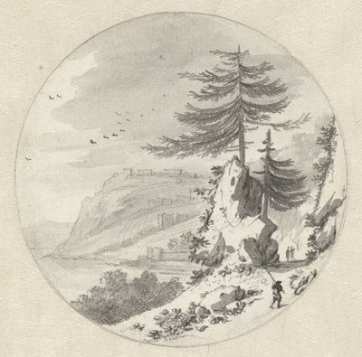 有一棵大杉树的山区海岸景观 作者 亨德里克·范德斯特拉顿