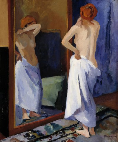 二十世纪镜中裸体（布面油画） 作者 Henri Charles Manguin