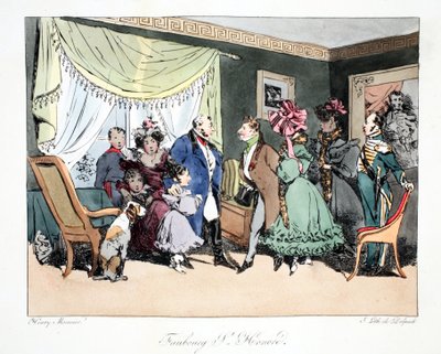 FaubourgSt.Honoré，来自Henri Monnier的&39;Six Quartiers de Paris&39;插图，由FS Delpech，酒吧进行平版印刷。巴黎，c.1828（手工彩色光刻） 作者 亨利·邦纳维特·蒙尼尔