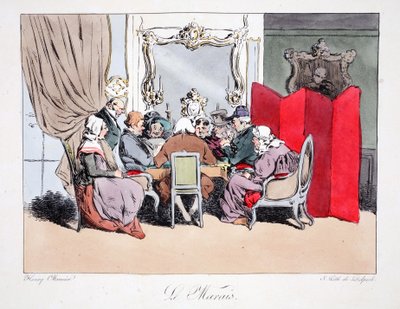 Marais，来自Henri Monnier的&39;Six Quartiers de Paris&39;的插图，由FS Delpech，酒吧进行平版印刷。巴黎，c.1828（手工彩色光刻） 作者 亨利·邦纳维特·蒙尼尔