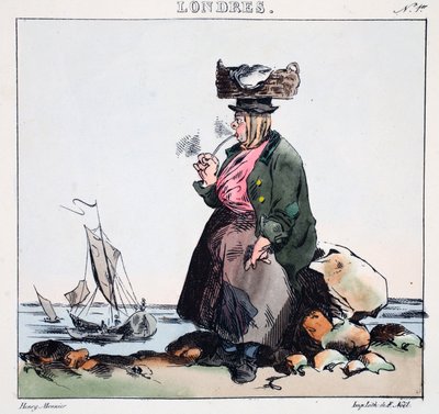 Nimphe de la Camise，来自&39;伦敦&39;的插图由Henri Monnier，酒吧。巴黎，c.1828（手工彩色光刻） 作者 亨利·邦纳维特·蒙尼尔