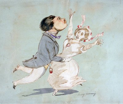 情侣》。亨利-莫尼埃（1805-1877 年），法国漫画家，水彩画。 作者 亨利·邦纳维特·蒙尼尔