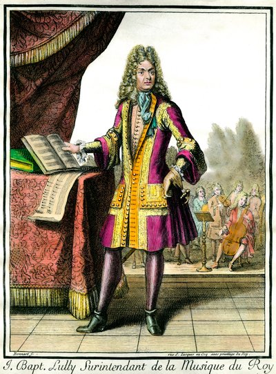 让·巴蒂斯特·卢利 (Giovanni Battista Lulli) 脚下的肖像 (1632-1687) Henri Bonnart (1642-1711) 雕刻国王的音乐总监 作者 亨利·博纳特（Henri Bonnart）