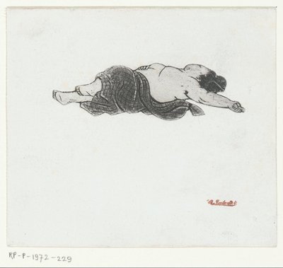 躺着赤裸躯干的日本女人 作者 Henri Charles Guérard（归因于）